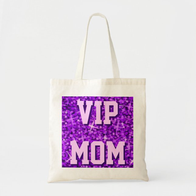 Glitz Purple 'VIP MOM' tote bag (Front)
