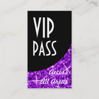 Glitz Purple 'VIP Pass' Black Curve business card