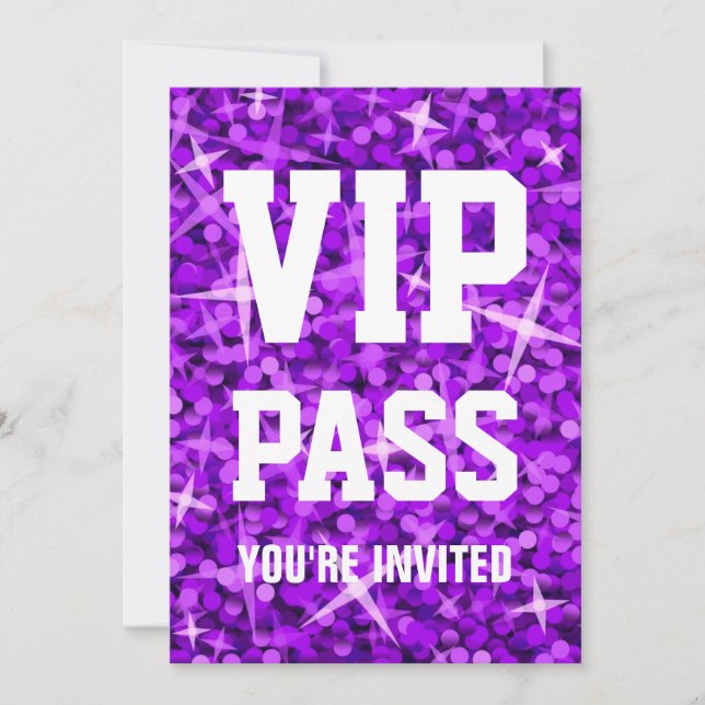 Glitz Purple 'VIP PASS' invitation (Front)