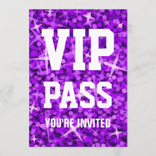 Glitz Purple 'VIP PASS' invitation