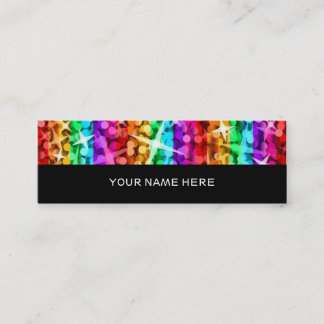 Glitz Rainbow Stripe black back skinny Mini Business Card