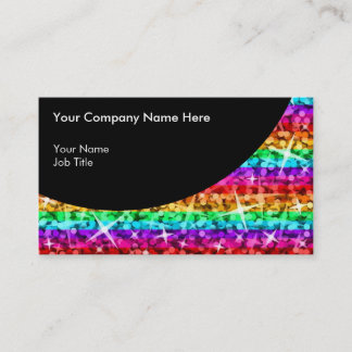Glitz Rainbow Stripe Black Curve business card
