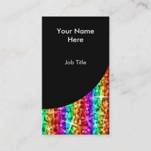 Glitz Rainbow Stripe Black Curve portrait Business Card