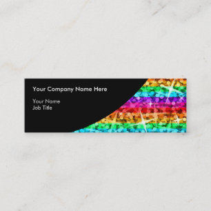 Glitz Rainbow Stripe Black Curve skinny Mini Business Card
