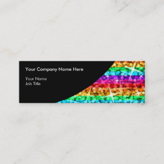 Glitz Rainbow Stripe Black Curve skinny Mini Business Card