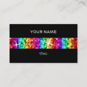 Glitz Rainbow Stripe business card black back