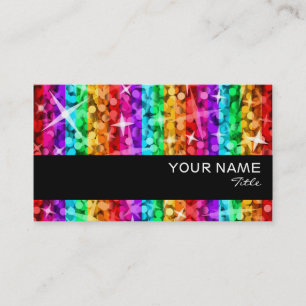 Glitz Rainbow Stripe business card black stripe