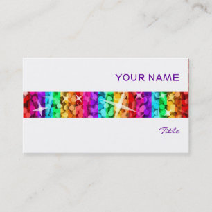 Glitz Rainbow Stripe business card white