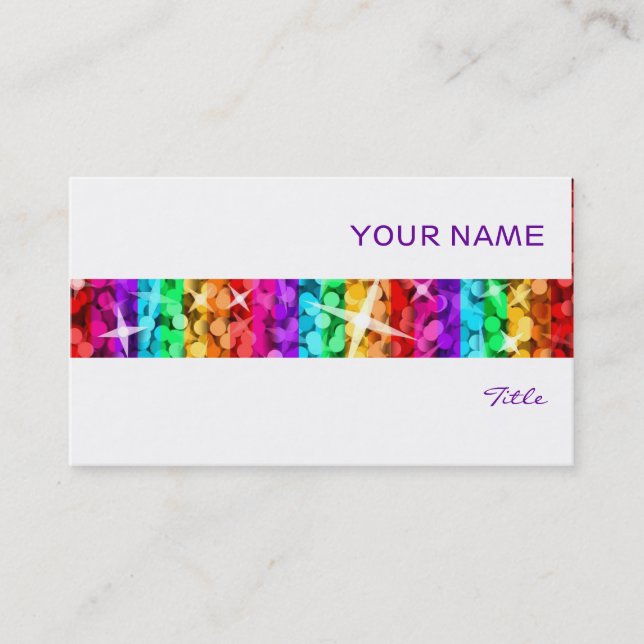 Glitz Rainbow Stripe business card white (Front)