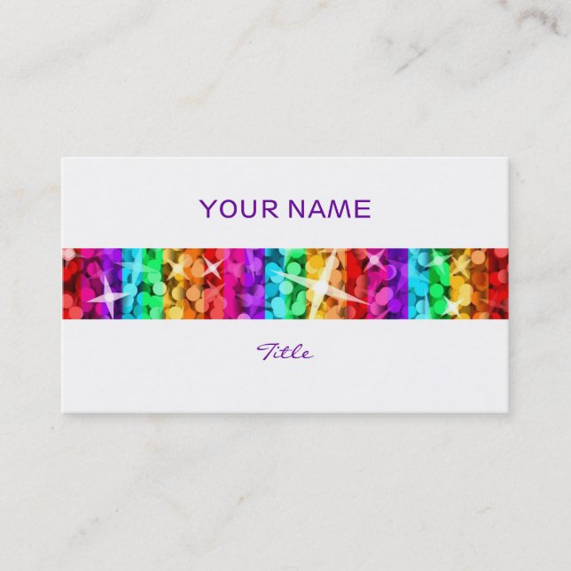 Glitz Rainbow Stripe business card white back (Front)