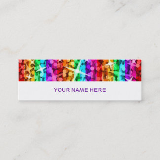 Glitz Rainbow Stripe white back skinny Mini Business Card