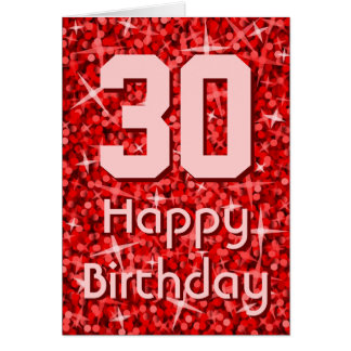 Glitz Red 'Age' 'Happy Birthday' greetings card