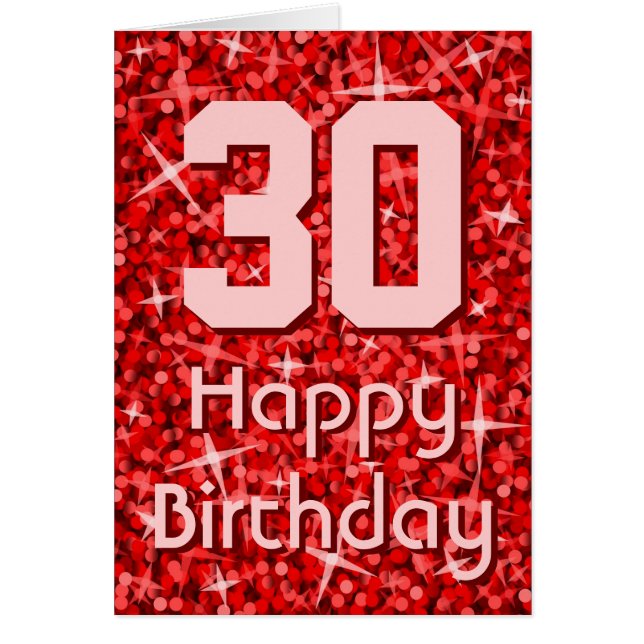 Glitz Red 'Age' 'Happy Birthday' greetings card (Front)