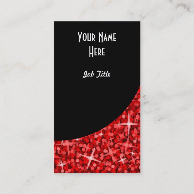 Glitz Red Black Curve business card portrait (Front)