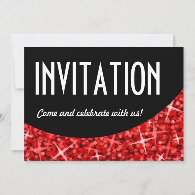 Glitz Red black curve 'Invitation' invitation (Front)