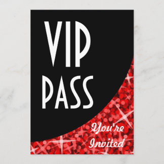 Glitz Red black curve "VIP Pass" invitation