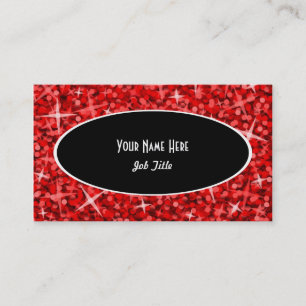 Glitz Red Black Oval business card template