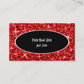 Glitz Red Black Oval business card template