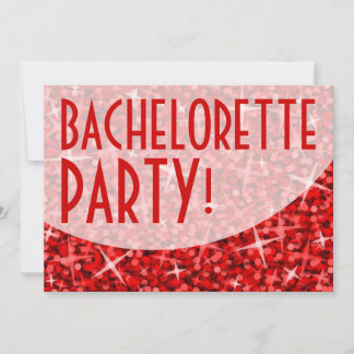 Glitz Red curve 'Bachelorette Party!' invitation