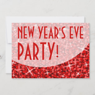 Glitz Red curve 'New Year's Eve Party' invitation