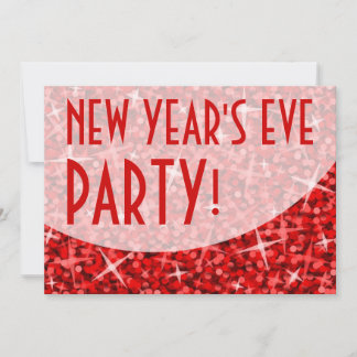 Glitz Red curve 'New Year's Eve Party' invitation