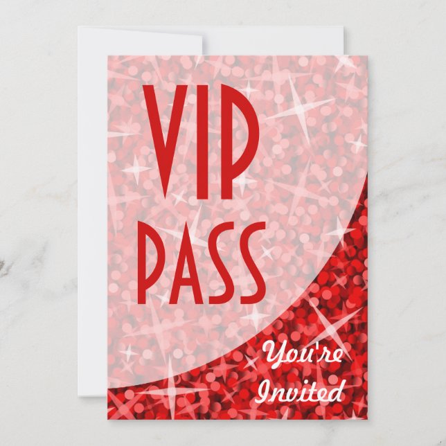 Glitz Red curve "VIP Pass" invitation (Front)