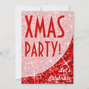 Glitz Red curve "Xmas Party!" invitation