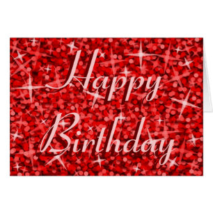Glitz Red 'Happy Birthday' ribbon text card