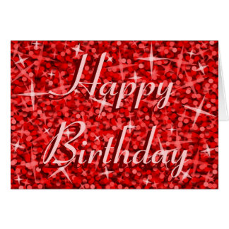 Glitz Red 'Happy Birthday' ribbon text card