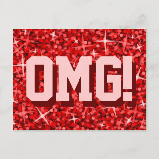 Glitz Red 'OMG!' postcard