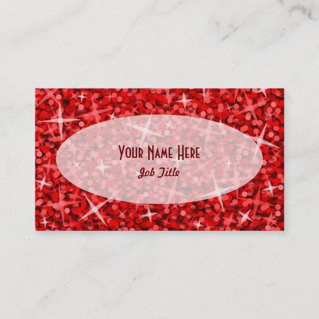 Glitz Red Oval business card template (Front)