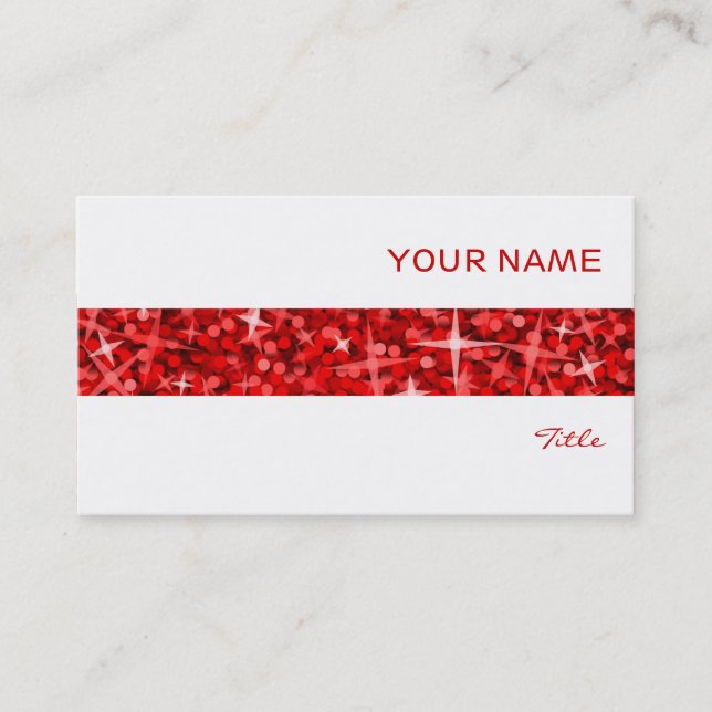 Glitz Red stripe business card white (Front)