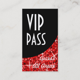 Glitz Red 'VIP Pass' Black Curve business card
