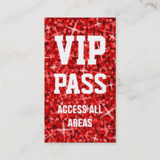 Glitz Red 'VIP PASS' business card