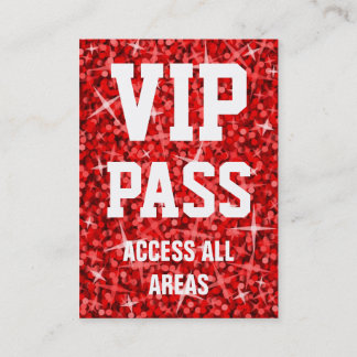 Glitz Red 'VIP PASS' business card chubby