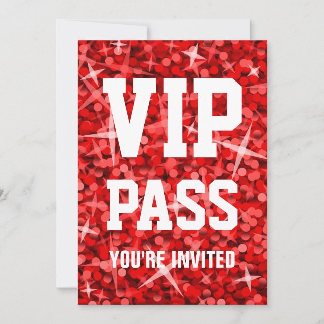 Glitz Red 'VIP PASS' invitation (Front)