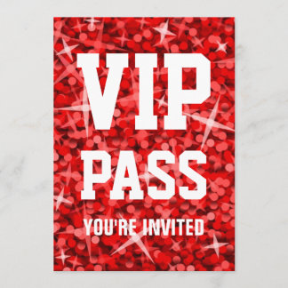 Glitz Red 'VIP PASS' invitation