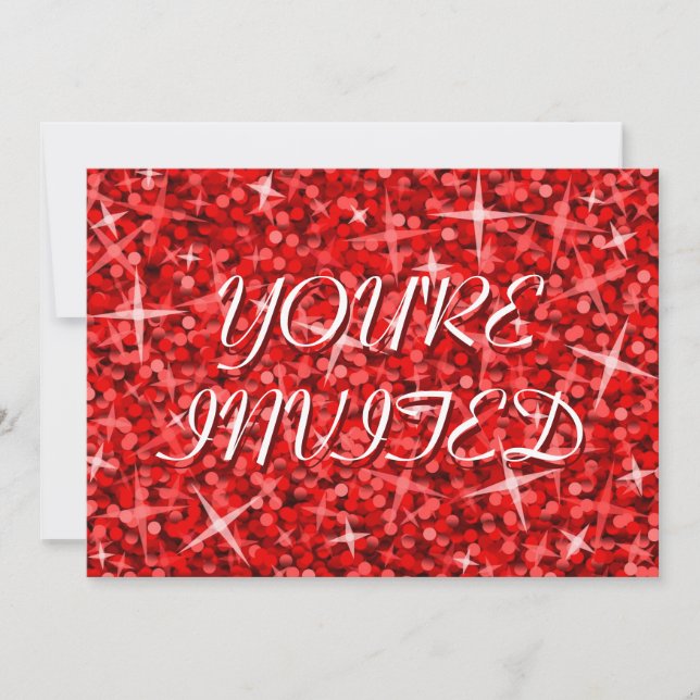Glitz Red 'You're Invited' invitation Christmas (Front)