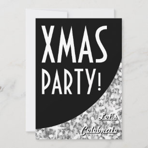 Glitz "Silver" black curve Xmas Party! invitation