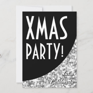 Glitz "Silver" black curve Xmas Party! invitation
