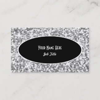 Glitz "Silver" Black Oval business card template