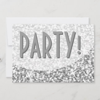 Glitz "Silver" curve 'Party!' invitation