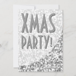 Glitz "Silver" curve "Xmas Party!" invitation