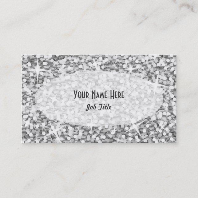 Glitz "Silver" Oval business card template (Front)