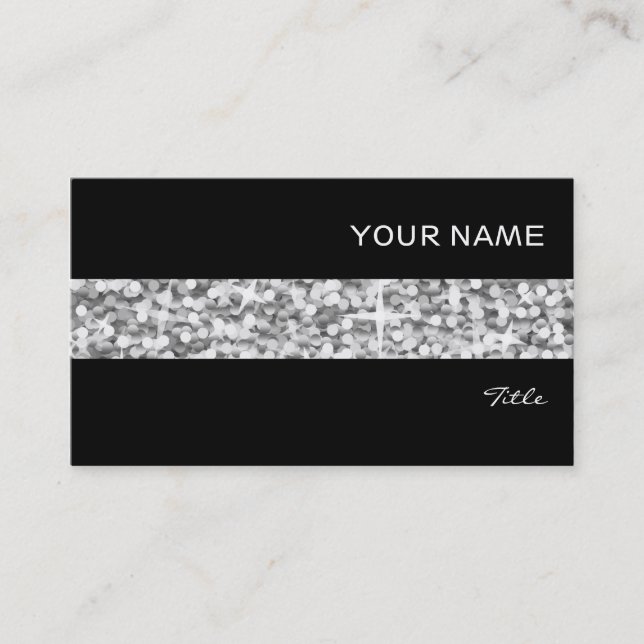 Glitz "Silver" stripe business card black (Front)
