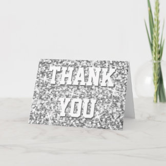 Glitz "Silver" 'Thank You' 'Your Text' card