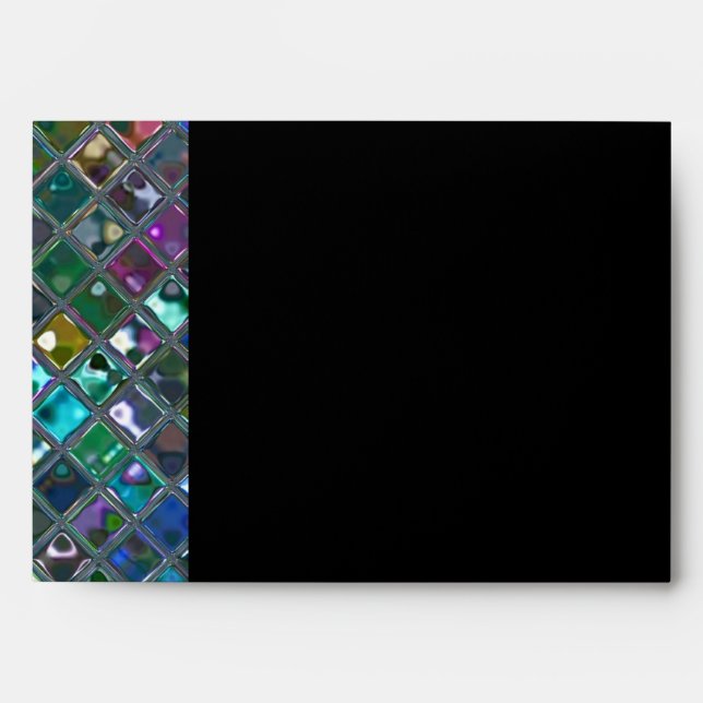 Glitz Tiles 2 Multicoloured A7 side stripe black Envelopes (Front)