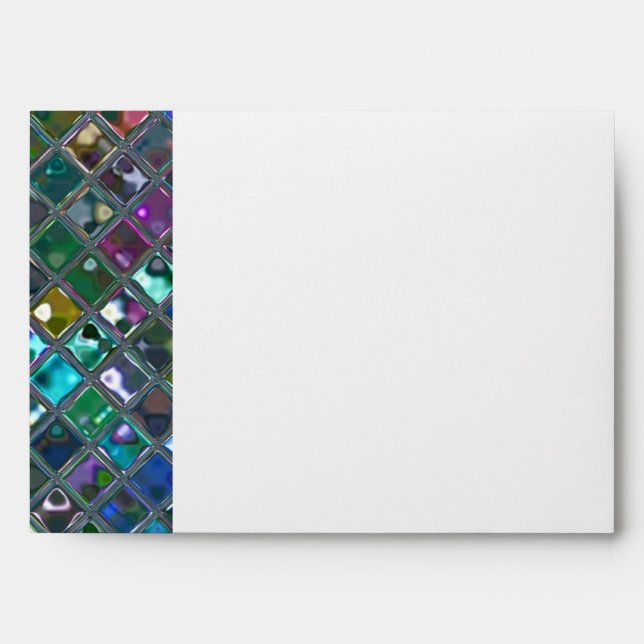 Glitz Tiles 2 Multicoloured A7 side stripe white Envelope (Front)