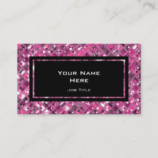 Glitz Tiles Hot Pink 1 black rectangle Business Card