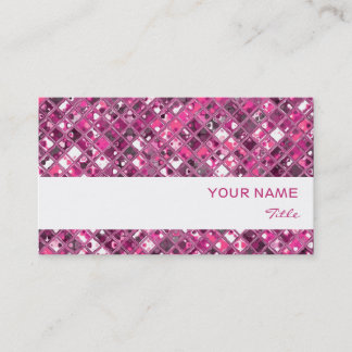 Glitz Tiles Hot Pink 1 print white stripe Business Card